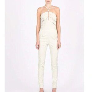 NWT NONCHALANT Label Juno Vegan Leather Jumpsuit Boutique in Off White XS
